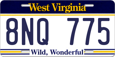 WV license plate 8NQ775