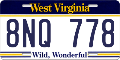 WV license plate 8NQ778