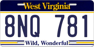 WV license plate 8NQ781