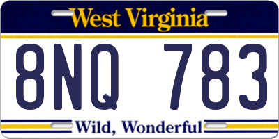 WV license plate 8NQ783