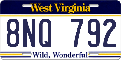 WV license plate 8NQ792
