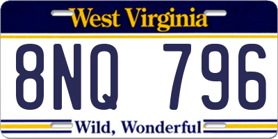 WV license plate 8NQ796