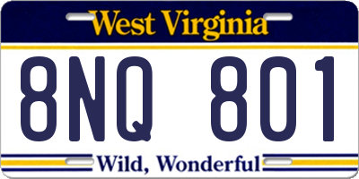 WV license plate 8NQ801