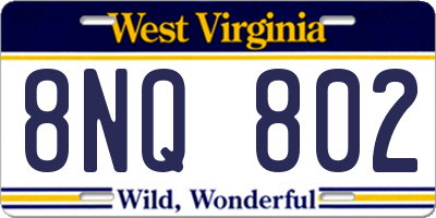 WV license plate 8NQ802