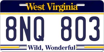 WV license plate 8NQ803