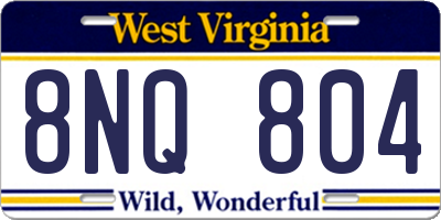 WV license plate 8NQ804