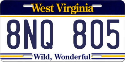 WV license plate 8NQ805