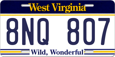 WV license plate 8NQ807