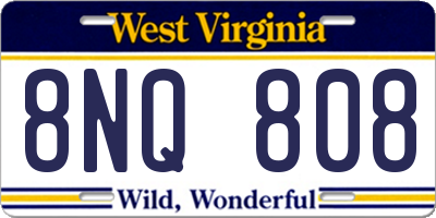 WV license plate 8NQ808