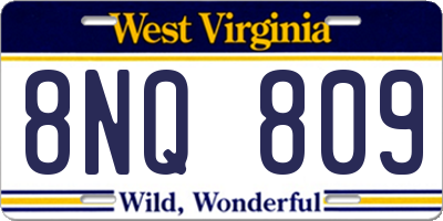 WV license plate 8NQ809
