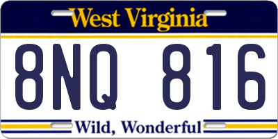 WV license plate 8NQ816