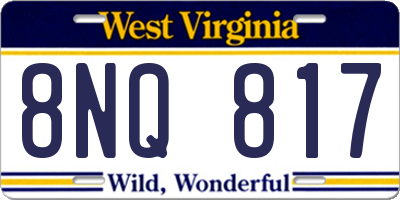 WV license plate 8NQ817