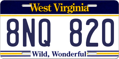 WV license plate 8NQ820