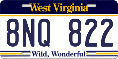 WV license plate 8NQ822