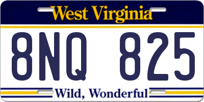 WV license plate 8NQ825
