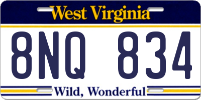WV license plate 8NQ834