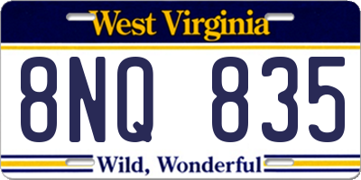 WV license plate 8NQ835