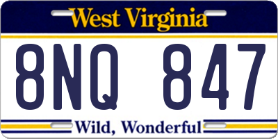 WV license plate 8NQ847