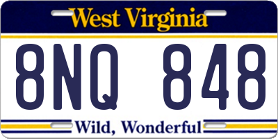 WV license plate 8NQ848