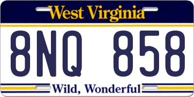 WV license plate 8NQ858
