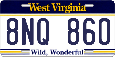 WV license plate 8NQ860