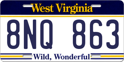 WV license plate 8NQ863