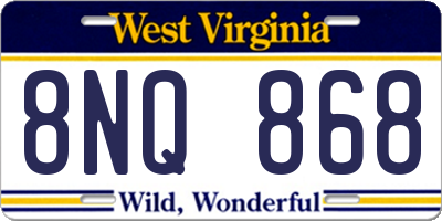WV license plate 8NQ868