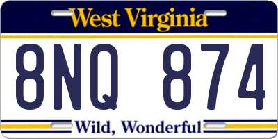 WV license plate 8NQ874