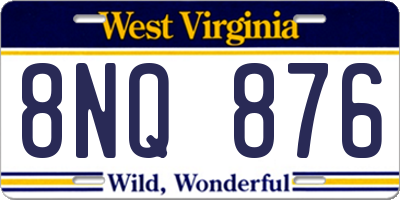 WV license plate 8NQ876