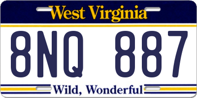 WV license plate 8NQ887
