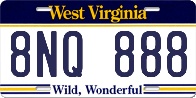 WV license plate 8NQ888