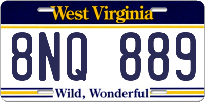 WV license plate 8NQ889