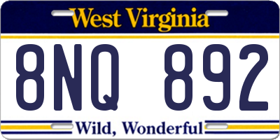 WV license plate 8NQ892