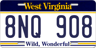 WV license plate 8NQ908