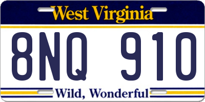 WV license plate 8NQ910