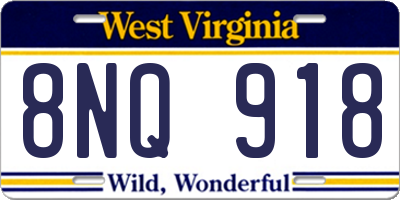 WV license plate 8NQ918