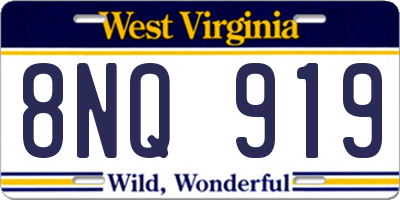 WV license plate 8NQ919