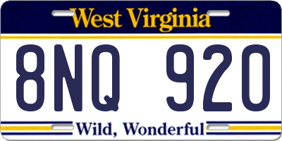 WV license plate 8NQ920