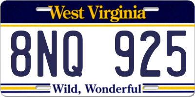 WV license plate 8NQ925