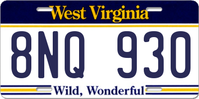 WV license plate 8NQ930