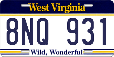 WV license plate 8NQ931