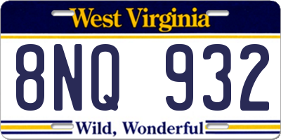 WV license plate 8NQ932