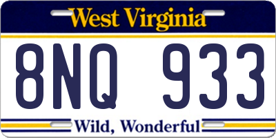 WV license plate 8NQ933