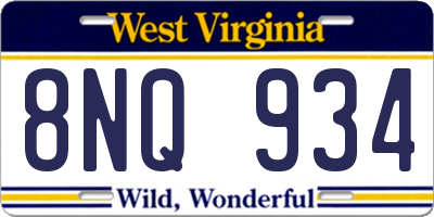 WV license plate 8NQ934