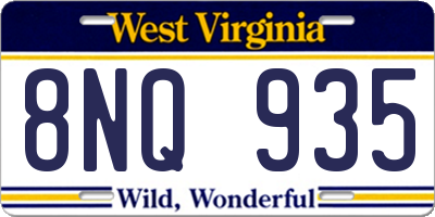 WV license plate 8NQ935