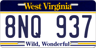 WV license plate 8NQ937