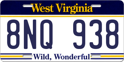 WV license plate 8NQ938