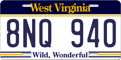 WV license plate 8NQ940