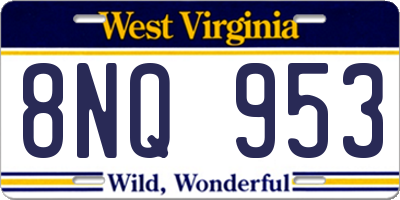 WV license plate 8NQ953