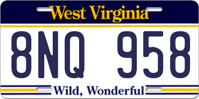 WV license plate 8NQ958